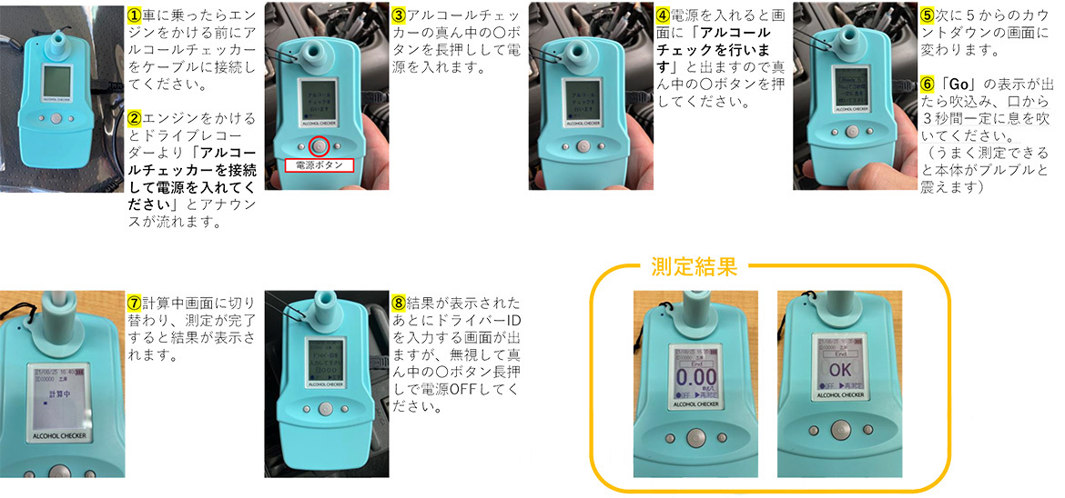 アルコールチェッカーの使用手順